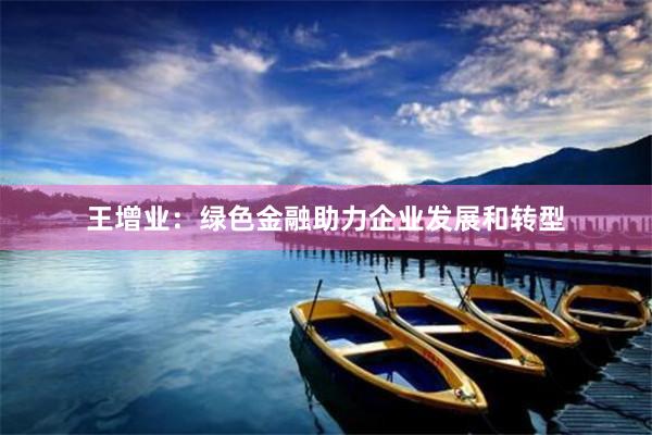 王增业：绿色金融助力企业发展和转型