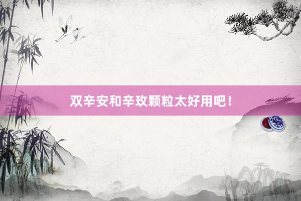 双辛安和辛玫颗粒太好用吧！