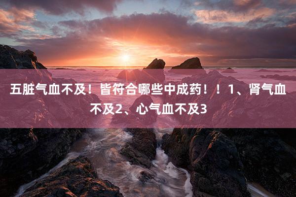 五脏气血不及！皆符合哪些中成药！！1、肾气血不及2、心气血不及3